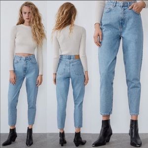 Zara Vintage Wash High Waist Ankle Mom Jeans